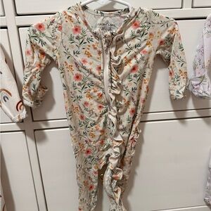Caden Lane Floral Baby Onesie with Ruffles